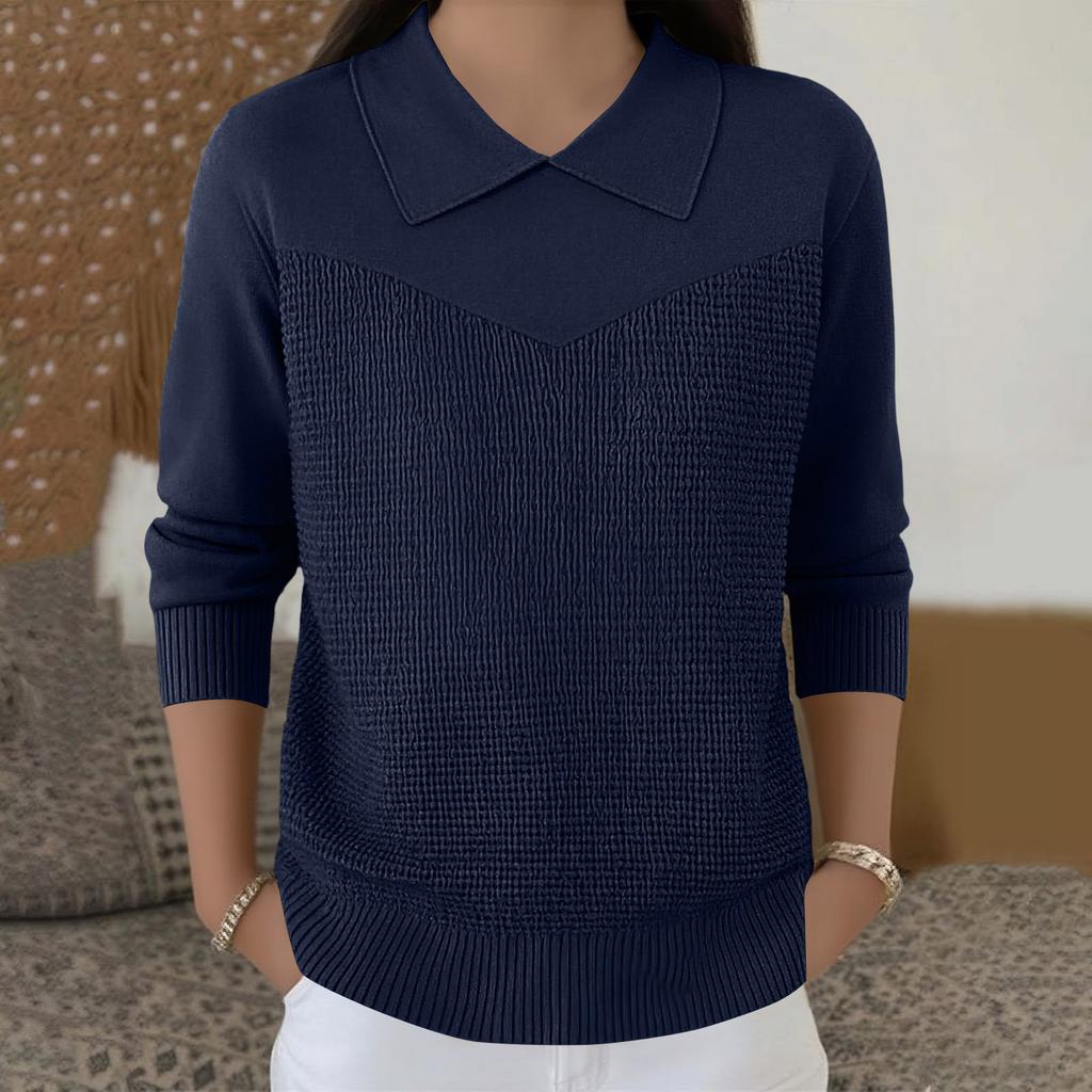 Damen Lässiger und Modischer Langärmliger Gestrickter Einfarbiger Oberteil-Pullover