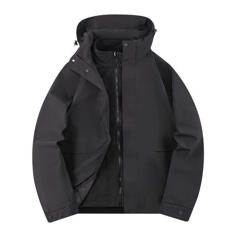 Three-in-One Detachable Windproof Goose Down Jacket: Cold-Resistant, Water-Repellent Outer, Warm Inner Layer for Couples