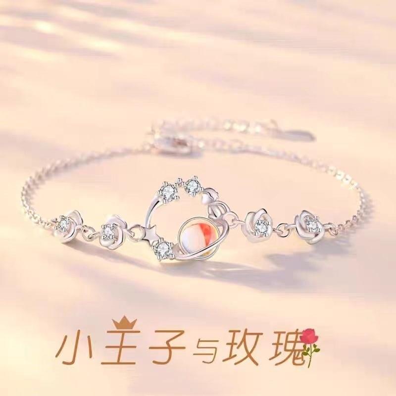 Sparkling Small Flower Zircon Pull Bracelet Women'S Cherry Blossom Diamond Niche Versatile High-End Accessories Hand Jewelry