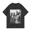 Funny Cat Meme T-shirt High Quality Fashion Vintage Washed T-shirts Men Women Casual Short Sleeve T Shirts Streetwear