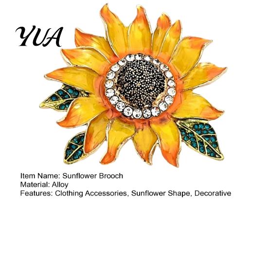Flower Lapel Pins Rhinestone Sunflower Brooch, Decorative Floral Pin for Men Shirts Fashionable Accessory Women, Jewelry Coats Dresses Scarves