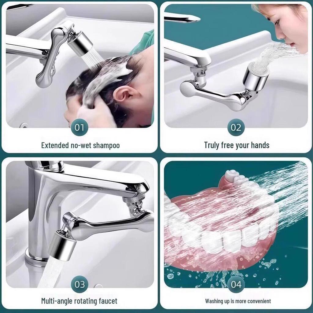 Universal Rotatable Faucet Extender: Anti-Splash Multifunctional Spout for Washbasins