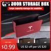 Autocollant de voiture Tesla Boîte de rangement de porte de voiture en cuir Sac poubelle sous le siège arrière Organisateur intérieur Pour Tesla Modèle 3 Modèle S Modèle X Co