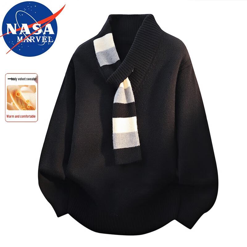 

NASA MARVEL Men s V-Neck Fleece-Lined Pullover Sweater 2XL