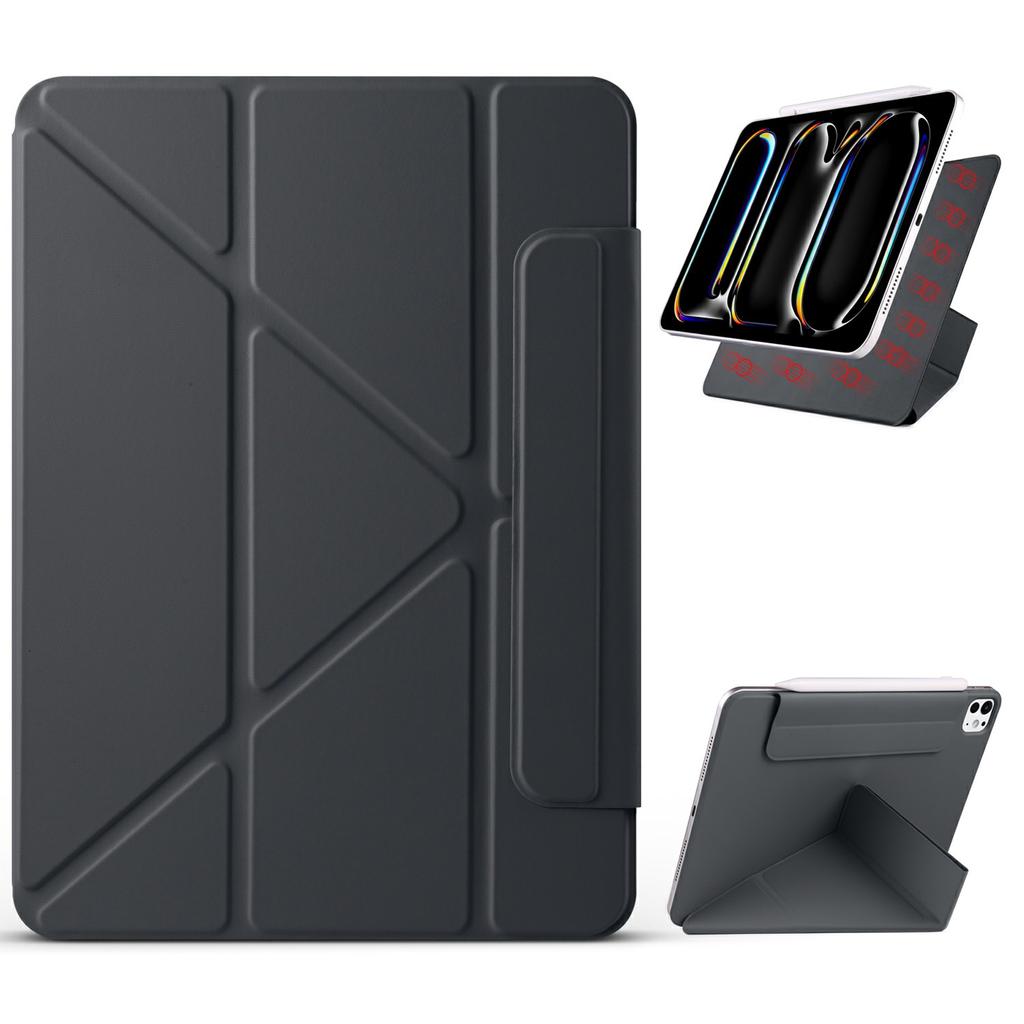 For iPad Pro 13 (2024) Case PC+PU Leather Origami Stand Magnetic Tablet Cover