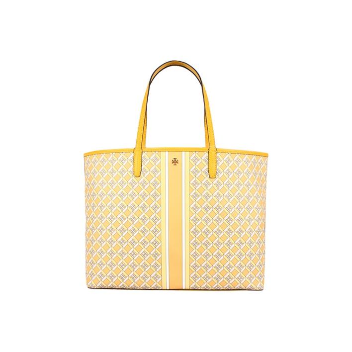 Tory Burch Perry Quilted Logo Commuter Large Capacity Leather Tote Bag Women Tote Yellow Multicolor 82398-703