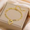 Heart Beads Charm Bracelet Stainless Steel Gold Double Layer Chain Bracelets Trendy Women Jewelry Mother's Day Gift
