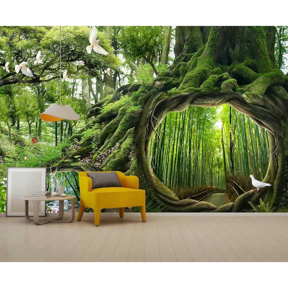 Magical Enchanted Forest Wall Mural Tree Cave Nature Scenery Wallpaper Home Decor