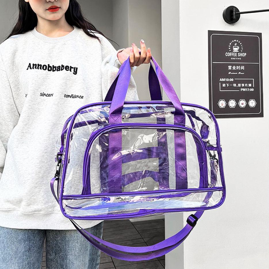 Trend Transparent Trip Beach Sling Carry Bags Roomy PVC Sports Jelly Shoulder Bags Compact Toiletry Organizer Handbags