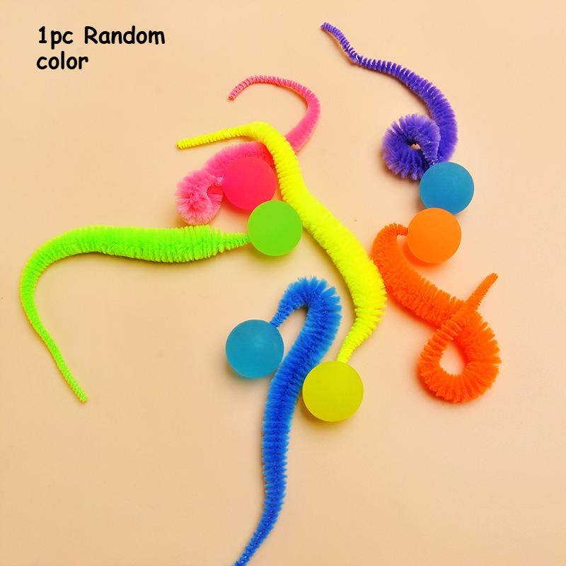 

2pcs/1pc Elastic Cat Toys, Caterpillar Jumping Ball, Caterpillar Teasing Stick Accessories, Cat Soothing and Teasing Tool