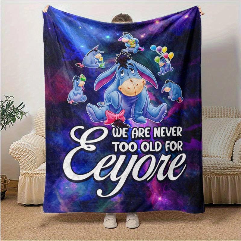 1pc, Cartoon Eeyore Blanket, We Are Never Too Old For Eeyore, Cute Disney Inspired Throw Blanket, Soft Bedding Decor Gift for Home Office Tr