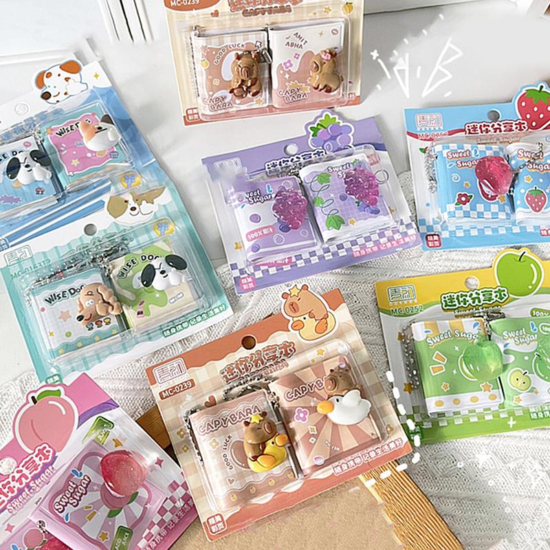 2Pcs/Set Cute Capybara Mini Portable Notebook Small Notepad Kawaii Stationery Office Accessories School Supplies Back To School