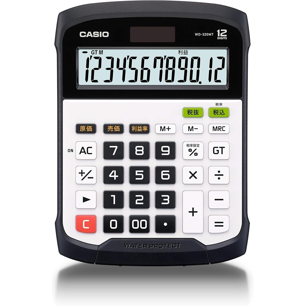Casio Waterproof and Dustproof Desktop Calculator, 12 Digits, WD-320MT-N