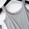 Women Summer Thin Vest U-Neck Sleeveless Slim Fit Tank Tops Single Color Lace Trimmed Camisole Streetwear