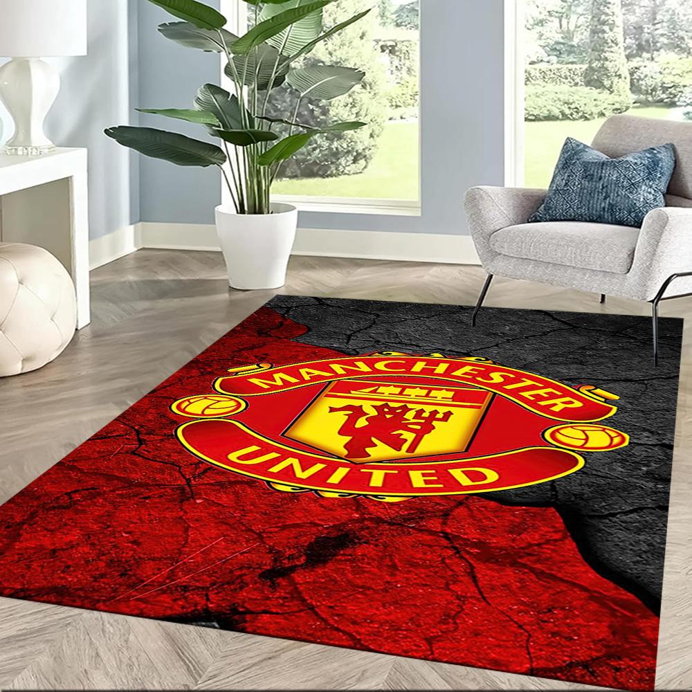 Manchester Logo Square rugs are a great choice for living rooms, bedrooms, home décor, and as gifts.