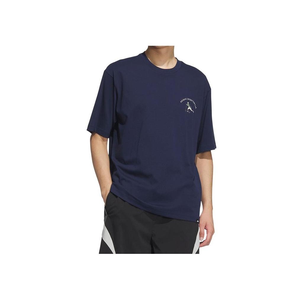 Adidas SS25 Casual Simple Round Neck Sports Short Sleeve T-Shirt Men T-Shirts Deep-Indigo JL6060