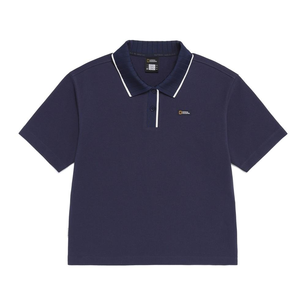 NATIONALGEOGRAPHIC N262Wpl030 Women'S Modified Pique Short Sleeve Collared T-Shirt Navy