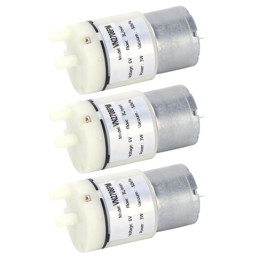 3 Stück Mikro-Membranpumpe Mini Vakuum Wasser Luftmotor für Aquarium DC 6V (VN2708PM)