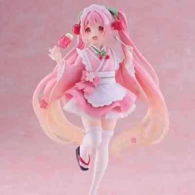 Anime Figure Sakura Figurine Snow Princess Doll with Long Hair, Pink Dress, Sitting Pose, PVC Model, Action Toy, Collectible,