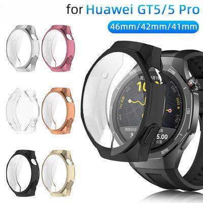 Uhrengehäuse für Huawei Watch GT 5 / GT5 Pro 46 mm 42 mm 41 mm, vollständige Abdeckung, Displayschutzfolie, weiche Schutzhülle, Stoßstangengehäuse, Zubehör