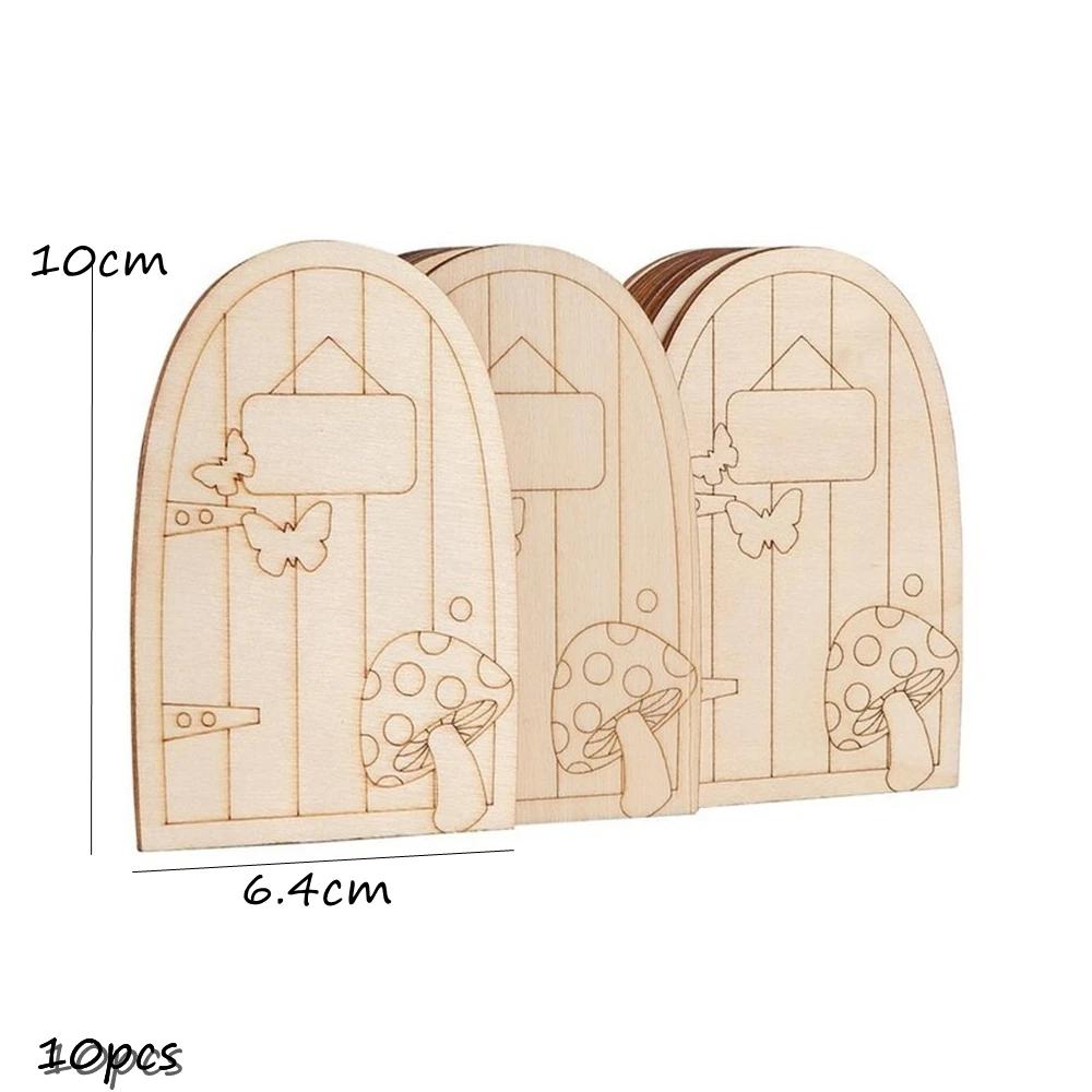 

DIY Unfinished Wooden Fairy Doors 10Pcs Miniature Wood Craft Kit for Home Garden Decoration Kids Birthday Party Favors (as the picture,10-11cm)