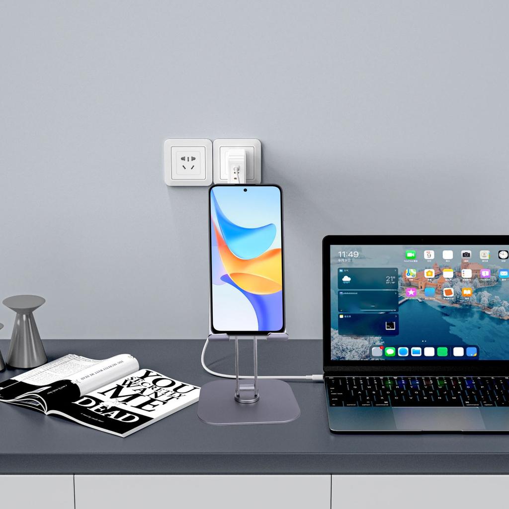 Desk Tablet Stand   Foldable 360 degrees  Rotating Metal Desk Tablet Hold  for Cell Phone