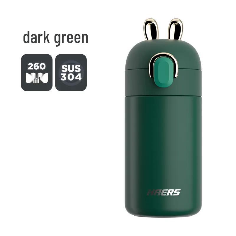 HAERS Portable Pop-Up Lid Stainless Steel Thermos Bottle 260mL