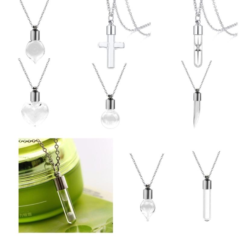 Convenient Glass Bottle Pendant Necklace Easy To Open and Carry Pendant Neckchain for Small Decorations and Fragrances