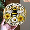 D Flat Pc Rustic Bee Welcome Sign Xinch Round Metal Wall Art Vintage Home Bar Cafe Decor No Electricity Needed Featherl