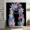 Cat Leaf Pattern Shower Curtain Tropical Plants Nature Bathroom Decor Waterproof Liner Vintage Floral Backdrop Washable