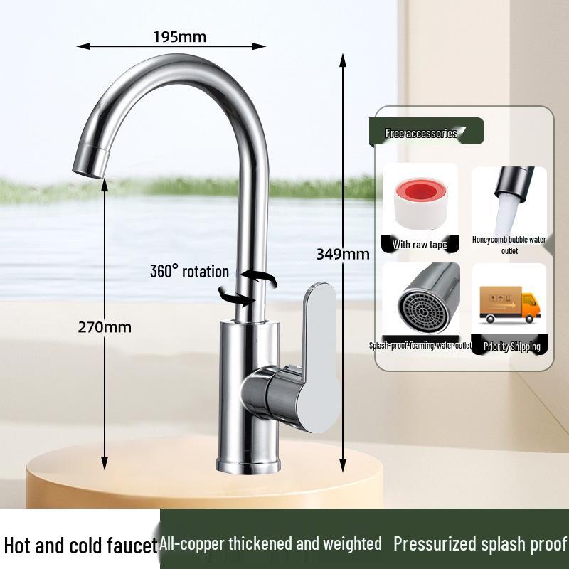 Stainless Steel Anti-Splash Hot & Cold Kitchen Faucet for Vegetable Sink & Washbasin