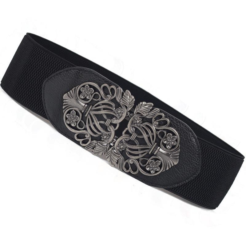Palace Vintage Metal Carved Wide Belt New Fashion Accessories Alloy Flower Vintage Leather Belt Belt Straps for Women