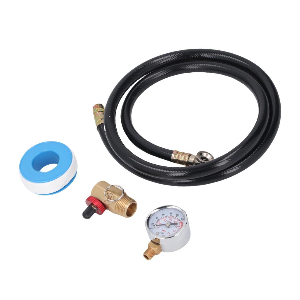 Air Tank Repair Kit 0-200 PSI Pressure Meter Brass Manifold Air Tank Hose Assembly Kit