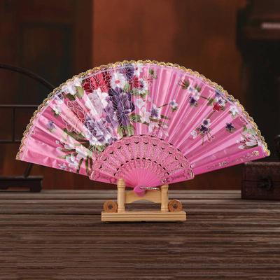 Fan Lace Printed Plastic Fan Folding Fan Dance Fan Silk Cloth Elegant Gift
