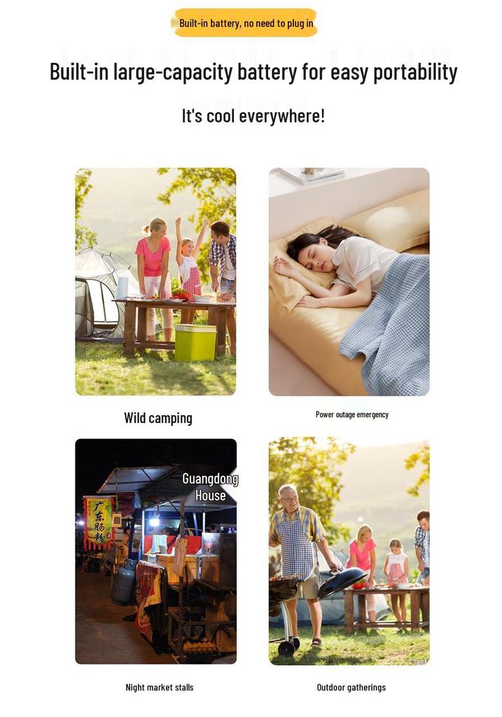 Outdoor Silent Solar-Powered Portable Floor Fan for Camping