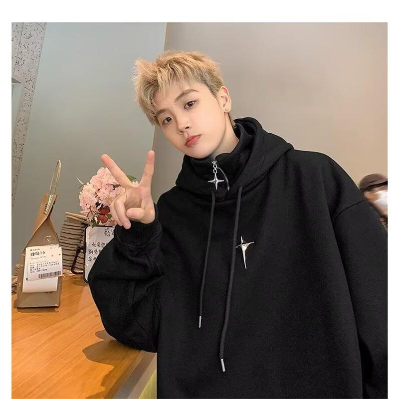 Fleece Lined Zip Up Hoodie Men's Oversized Warm Sweatshirt Winter Casual Jacket