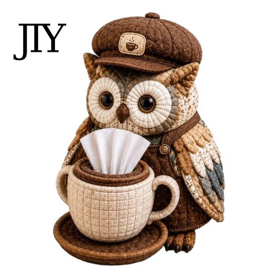 Easy Sewing Project Kit DIY Tissue Box Cover Kit, Owl Shape, Soft Textures Patchwork Handmade Quilted for Handicraft Enthusiast Beginners B