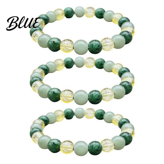 Adjustable Jewelry for Men Women 8mm Faux Crystal Beaded Bracelet Natural Stone Round Beads Healing Unique Textured Wrist Ornaments Green Gemstones