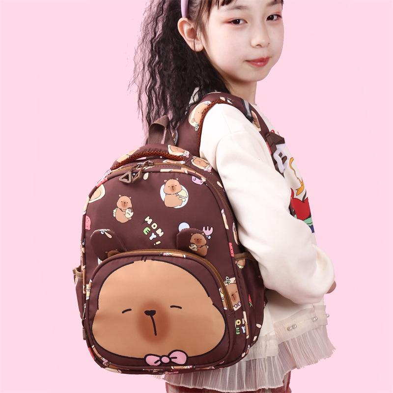 School Capybara Adorable Backpack For Kids Spacious And Lightweight With Breathable Design