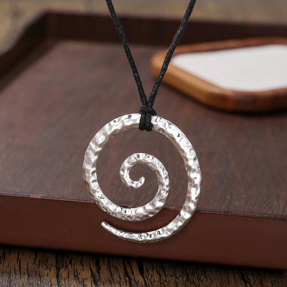 Viking Vintage Spiral Symbol Amulet Pendant Necklace Norwegian Jewelry Male Party Accessories