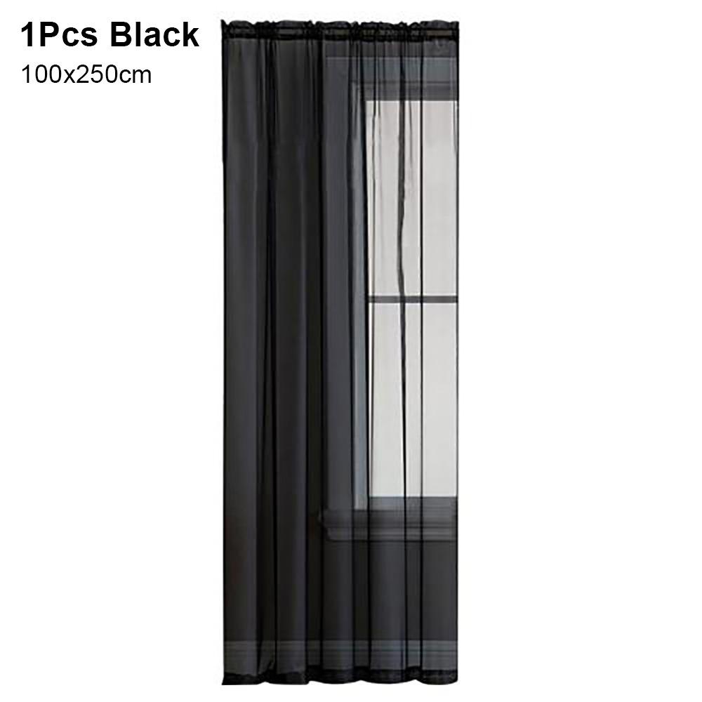 1/2Pcs Rod Pocket Voile Sheer Curtain Door Drape Shades Living Room Bedroom Kitchen Decoration