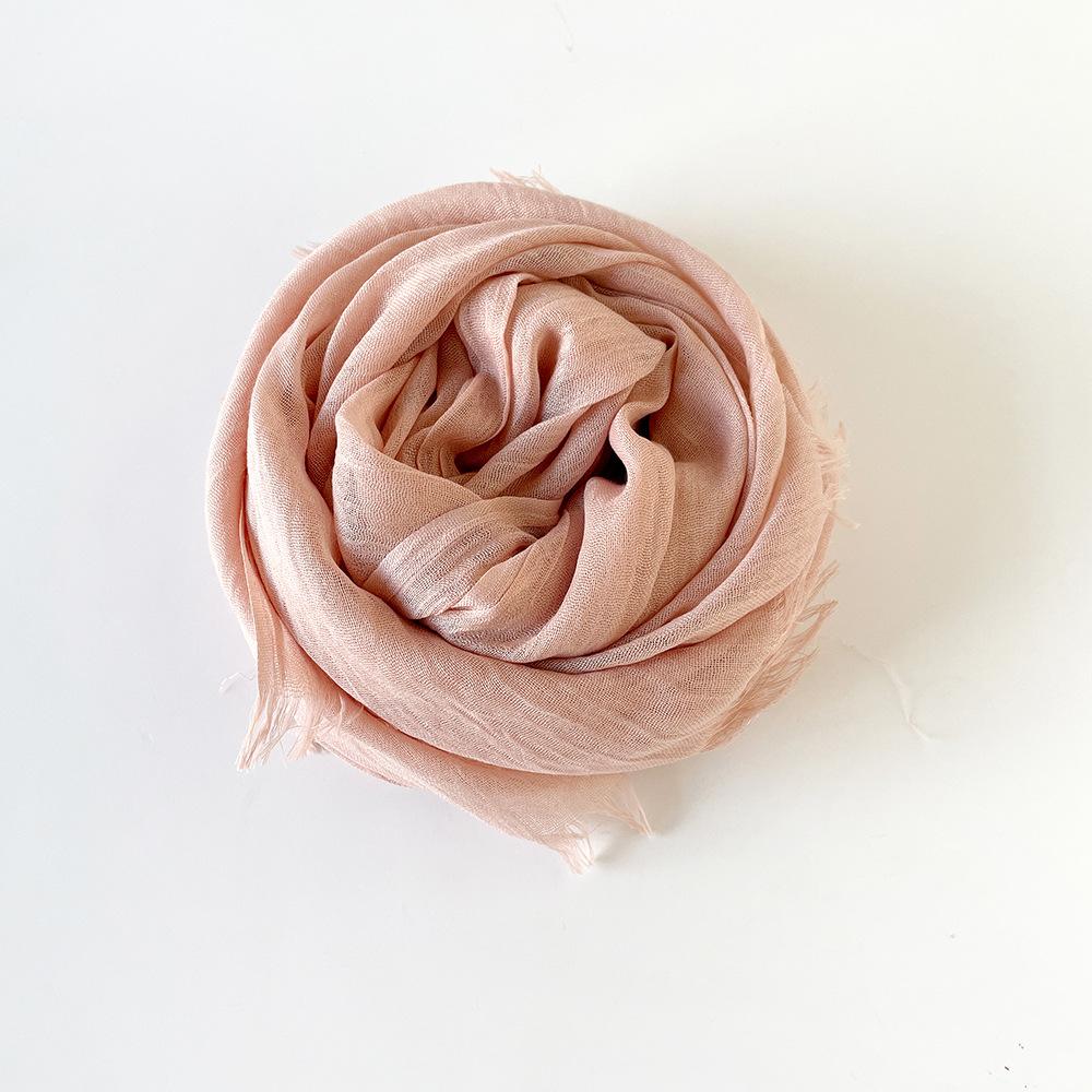 Solid Color Scarf Cotton and Linen Shawl Yarn Women's Summer Sunscreen Headscarf Retro Yarn Lengthened