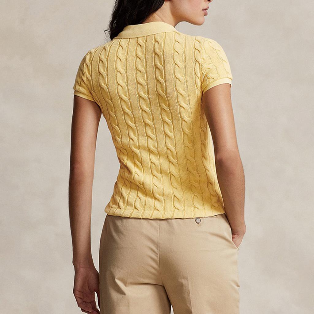 Polo Ralph Lauren FW23 Solid Slim Fit Casual Short Sleeve Polo Shirt Women tops Autumn-Yellow WMPOKNINB920118-700