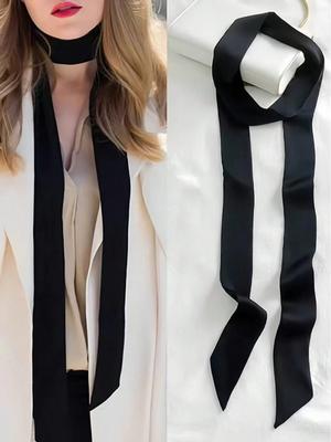 2026 New 100*4cm Women Plain Chiffon Silk Scarf Solid Color Long Hairband Versatile Decorative Streamer Bag Tie Satin Ribbon