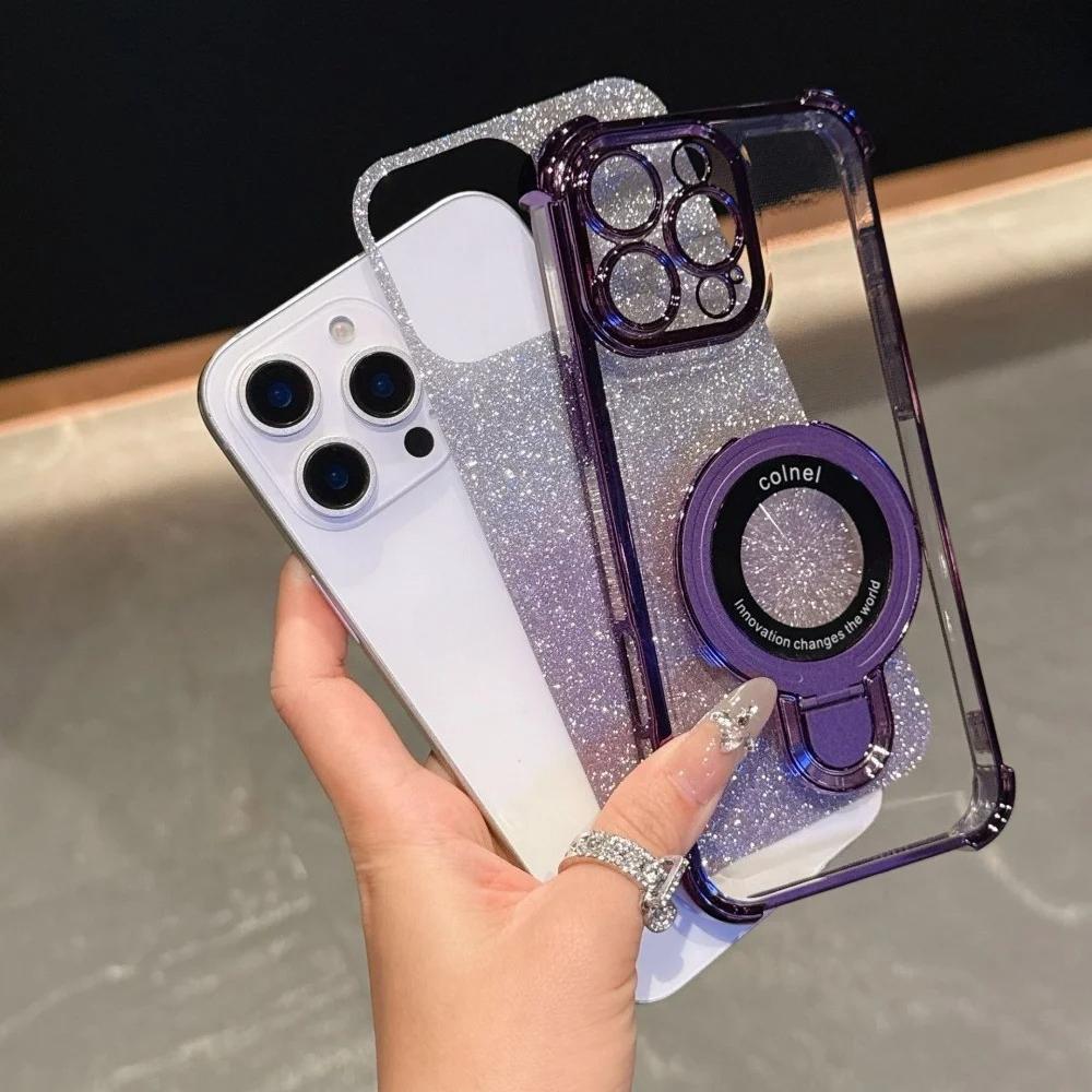 Luxury Magnetic Glitter Phone Case For Xiaomi 14T 13T 12T Pro 14 15 Ultra 11 Lite 5G NE 15 12S 12X Bracket Protective Cover