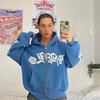 Felpa con cappuccio e zip 2024 Street Style Donna Lettere a Bolla – Felpa Y2K Europea e Americana