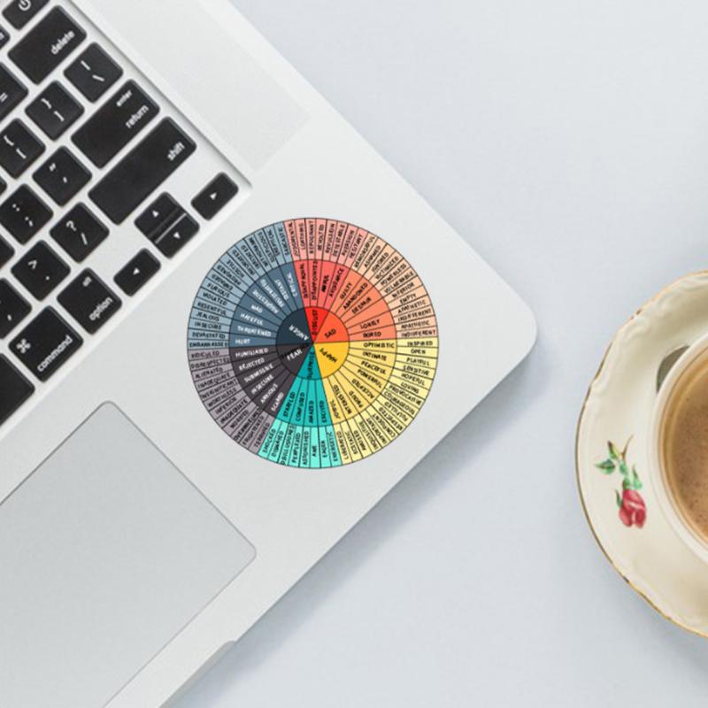 6 Pieces Feelings Wheel Vinyl Sticker 2.4 Inches 3.2 Inches Emotion Decal