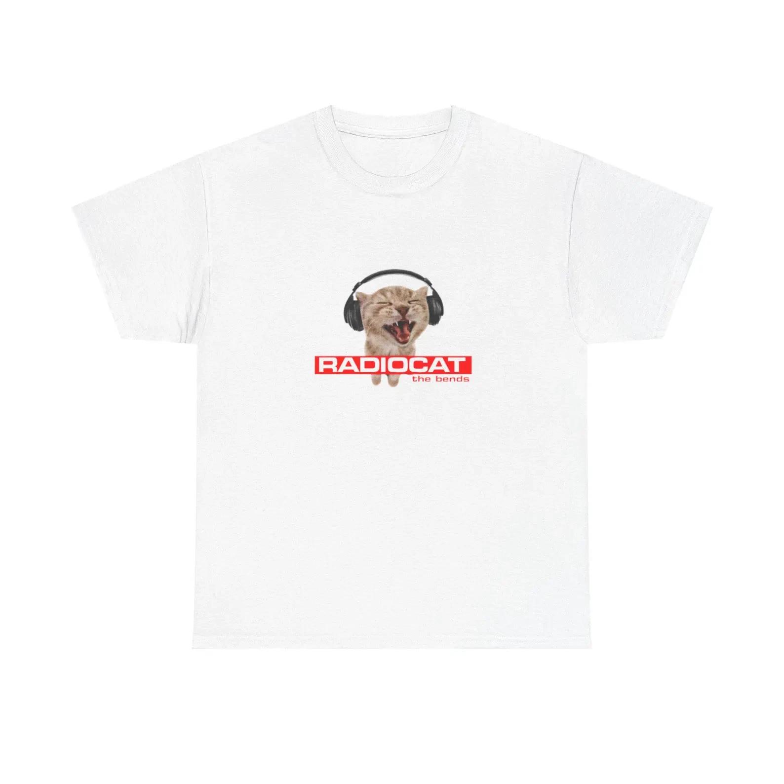 Cat T-shirt with earphone pattern, Cat T-shirt with headphones S