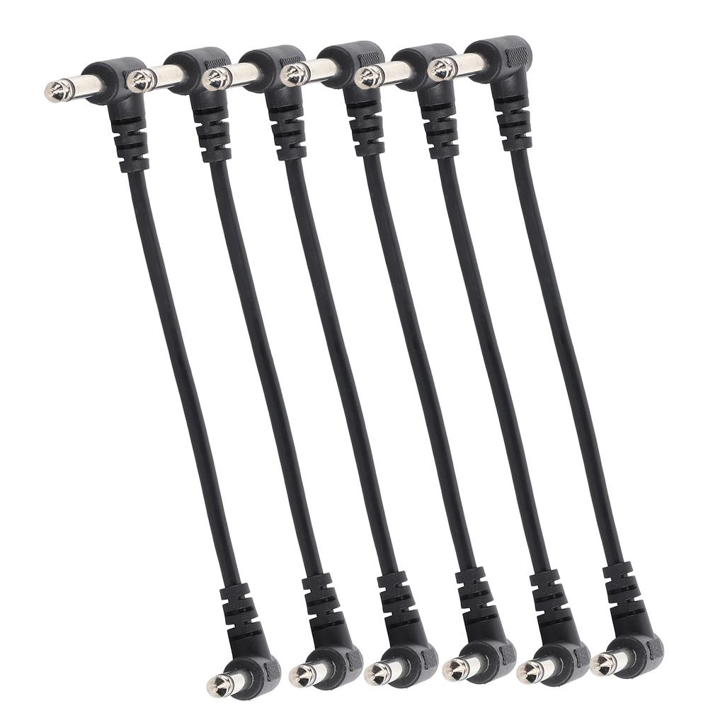 6PCS Guitar Effect Pedal Cables 6.35mm Elbow Right Angle Connector Head 6in Length