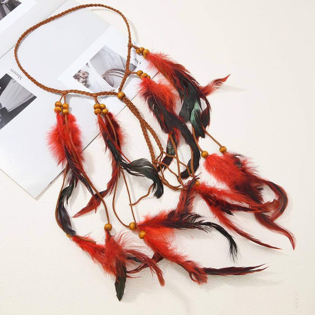 Feather Tassel Headband With Handcrafted Style For Travel And Vacation Decor